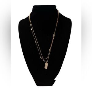 Unwritten Mother of Pearl Dog Tag 2-Piece Necklace Set - Gold Tone